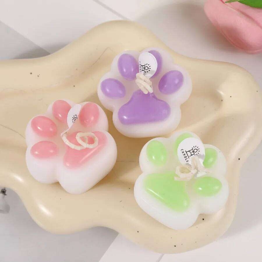 1pc/4pcs Cat Paw Design Scented Candle for Birthday Valentine's Day Home Diy Party Decoration Wedding Favors W260303