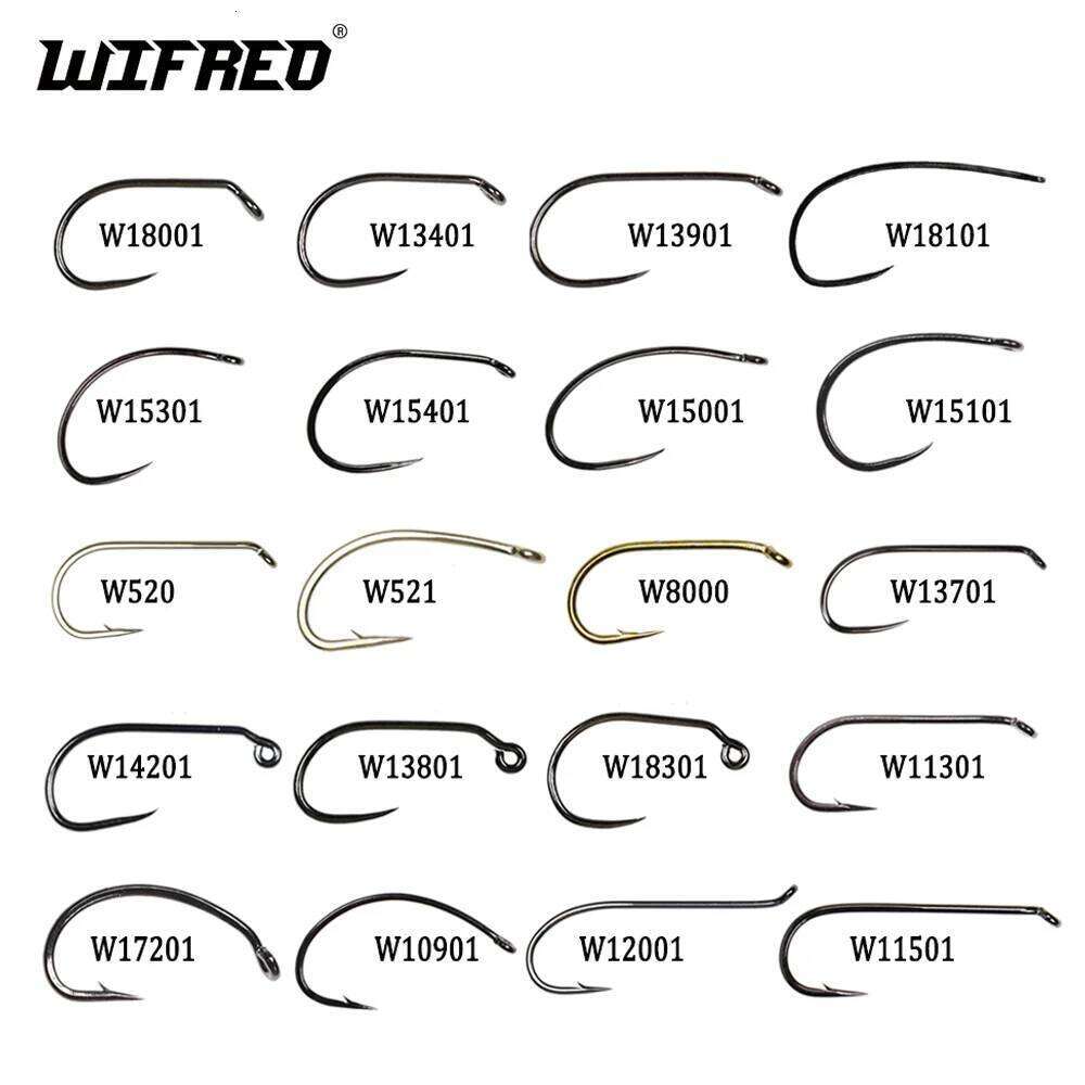 Wifreo 50pcs Barbed/Barbless Fishing Nymph Scud Caddis Dry Hooks Jig Streamer Clouser Wet Fly Tying Hook Z260228