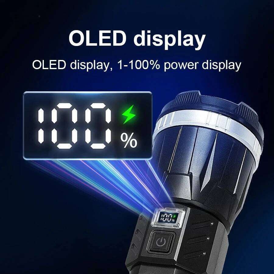 850000000LM High Power LED Flashlight Rechargeable Lamp Tactical Torch Red Blue Warning Light Outdoor Camping Hunting Lantern S260302