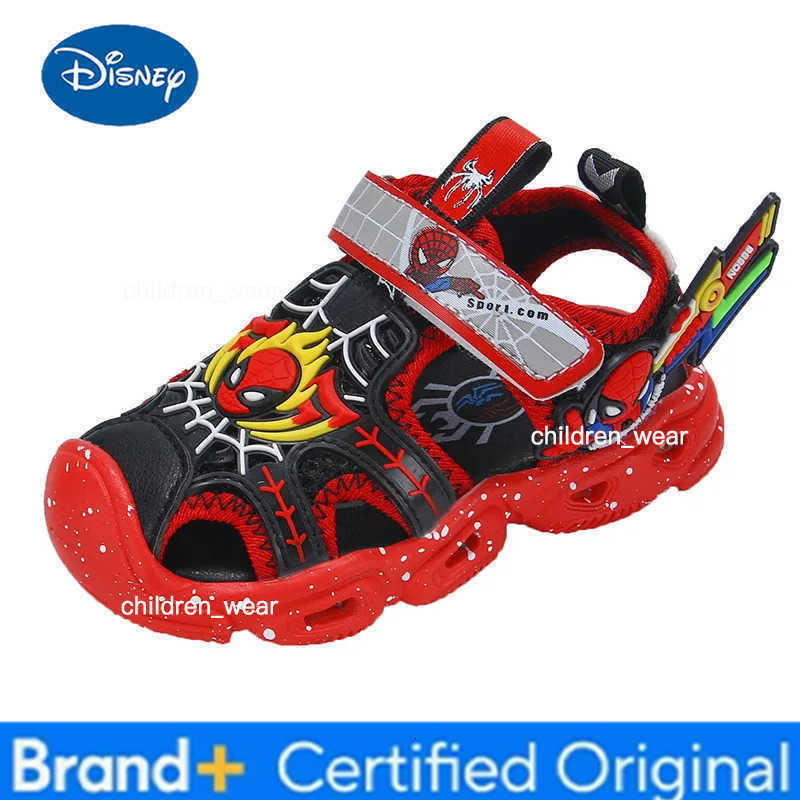 Disney LED Sport Sandals Summer Cartoon Fashion Spiderman Sandals for Boys Casual Beach Shoe Soft Sole Kids Shoes H260303