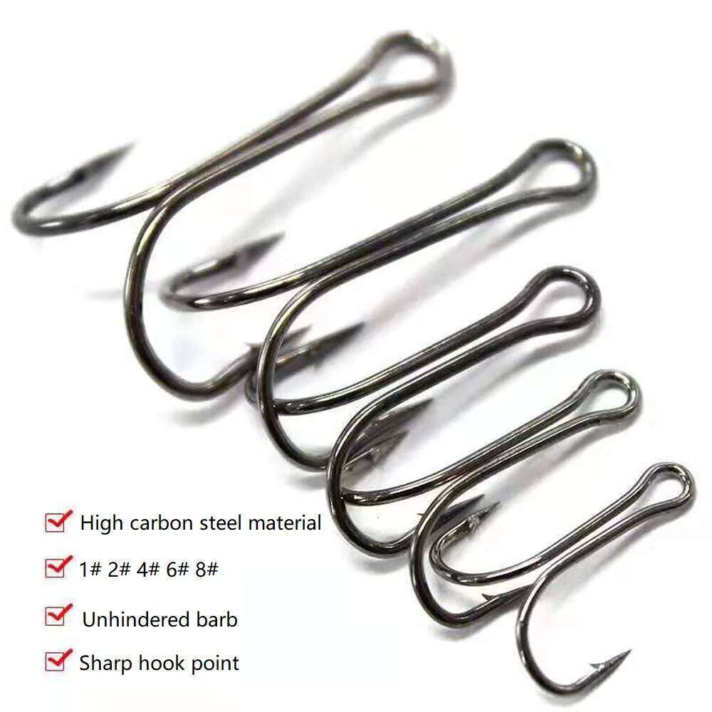 10pcs/lot Long Shank Double Fly Tying Fishing hooks Weedless Duple Hook For Soft Lure Jig Bass Carp Fish tackle Accessories Z260228