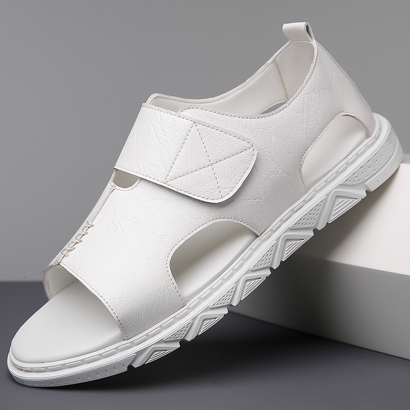 2025 Summer New Mens Outdoor Sandals Casual Beach Shoes White Breathable Soft Sole Non-Slip Roman Sandals 240615