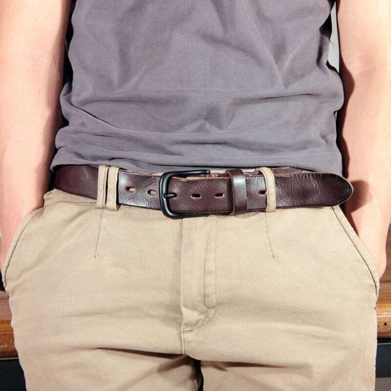 Handmade Retro Leather Simple Luxury Pin Buckle Jeans Men's First Layer Cowhide Casual Belt Authentic S260228