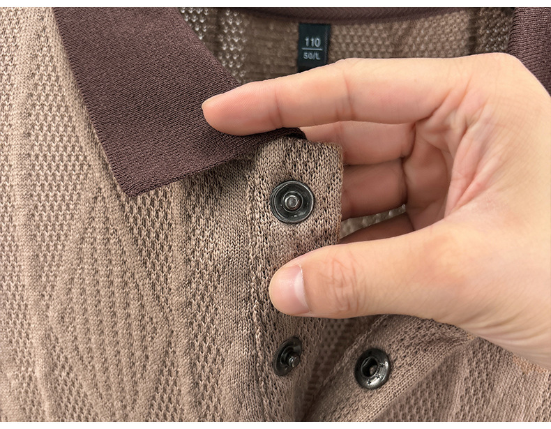 Luxury Brand Designer Clothes 2026 Summer Middle-Aged Men Knitted Short Sleeve Korean Version Business Casual Jacquard Embroidery Daily Wear for Men