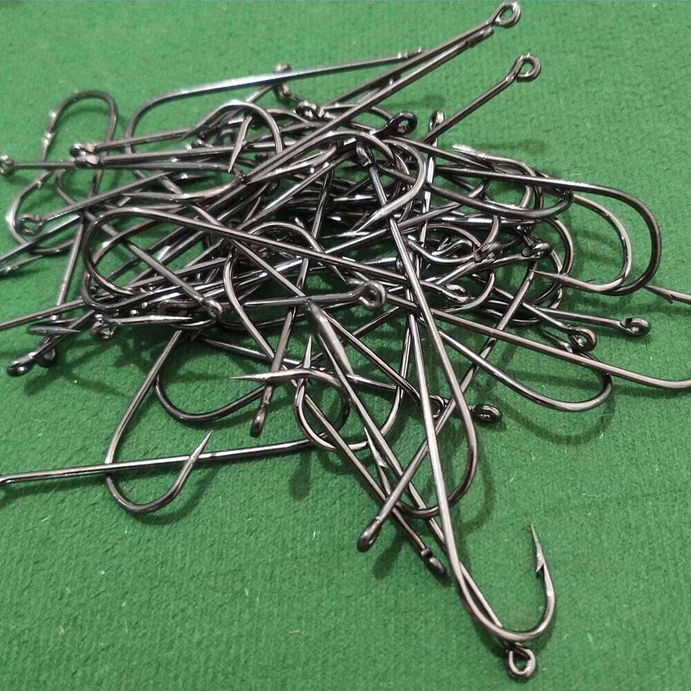 Wifreo 100PCS Aberdeen Long Shank Fish Saltwater Fresh Water Fishing Hooks Sabiki Rig Streamer Fly Hook Size 16 to 2/0 3/0 Z260228
