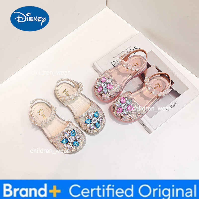 Disney Girls Sequins Crystal Princess Sandals Children Toes Capped Hollow Out Shoes Soft Bottom Fashion Kids Performance Shoes H260303