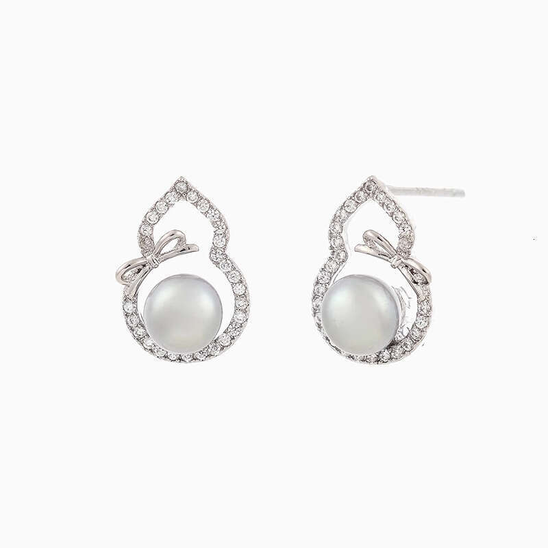 Xiangyun Zircon Small Gourd Earrings For Women Light Luxury Ancient New Chinese Style Imitation Pearl Earrings