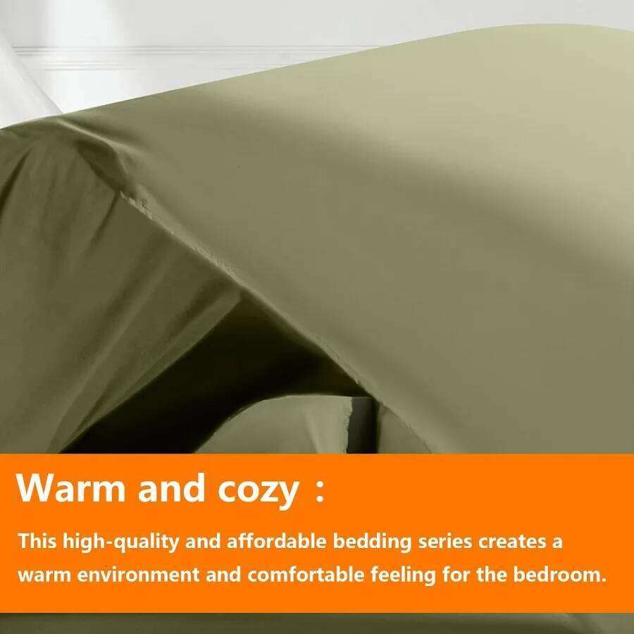 Olive Green Full Size Comforter Set - 7 Pieces Bed in a Bag Bedding with All Season Soft Quilted Warm Fluffy Reversible Include W260302