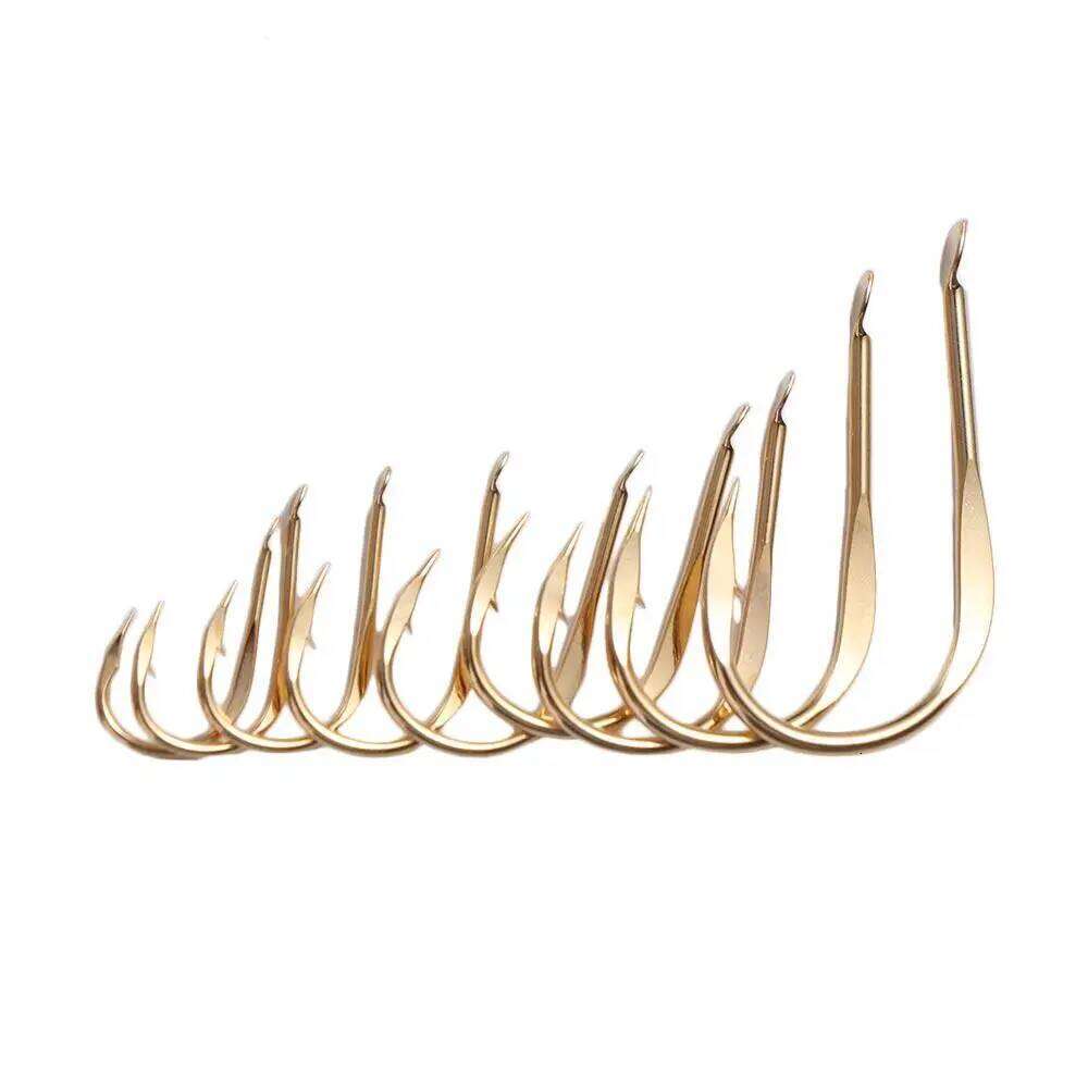20Pcs/Pack High Carbon Steel Golden Fishing Sharp Barbed Hook Puncture Strong Flat Gold Fish Hooks Z260228