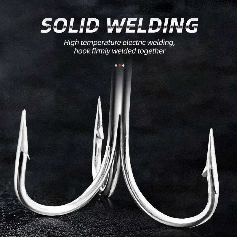 10 Pcs Big size Anchor Ultra Strong Shark Tuna Triple Treble Hooks Stainless Steel Jigging Barbed Sea Peche Fishing Hook Z260228