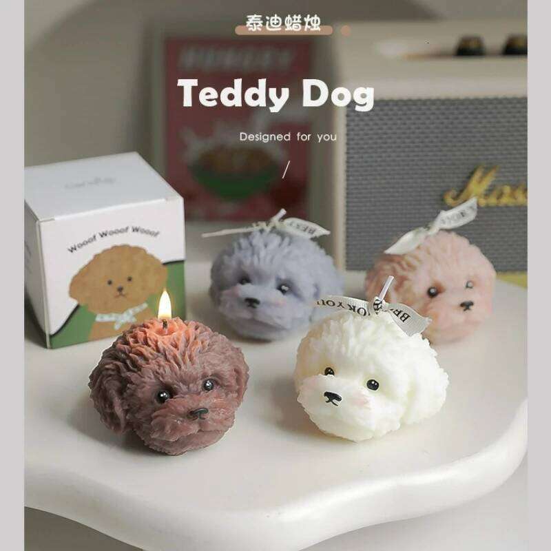 Plush Dog Shaped Scented Cartoon Animal Soy Wax Candle, Home Decoration, Valentine's Day Birthday Gift for Girls W260303
