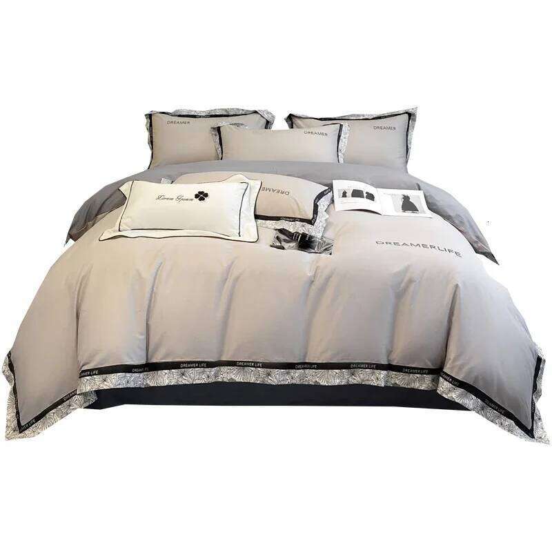 Four-piece set of pure cotton light luxury American sheet high-end bed hat quilt cover, new bedding, household 1Pc W260302