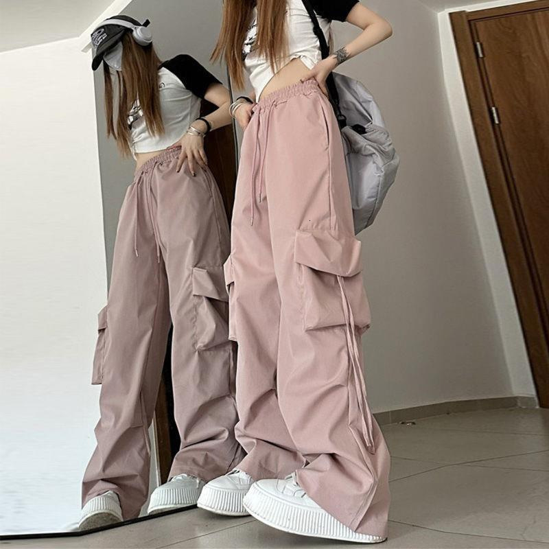 Designer Pnts Americn Style Trendy Retro Quick-dry Crgo Csul Pnts For Women Summer High Wist Stright Loose Floor-length Wide-leg Trousers