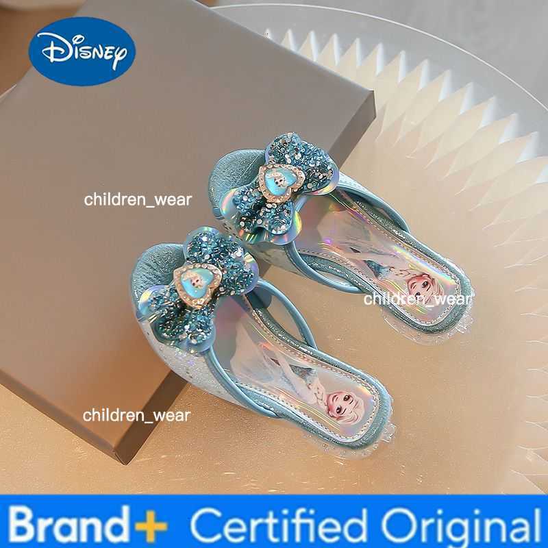 Disney Summer Girls Sandals Frozen Elsa Princess Shoes Girls Crystal Shoes Children High Heels Catwalk Show Party Shoes Size 36 H260303