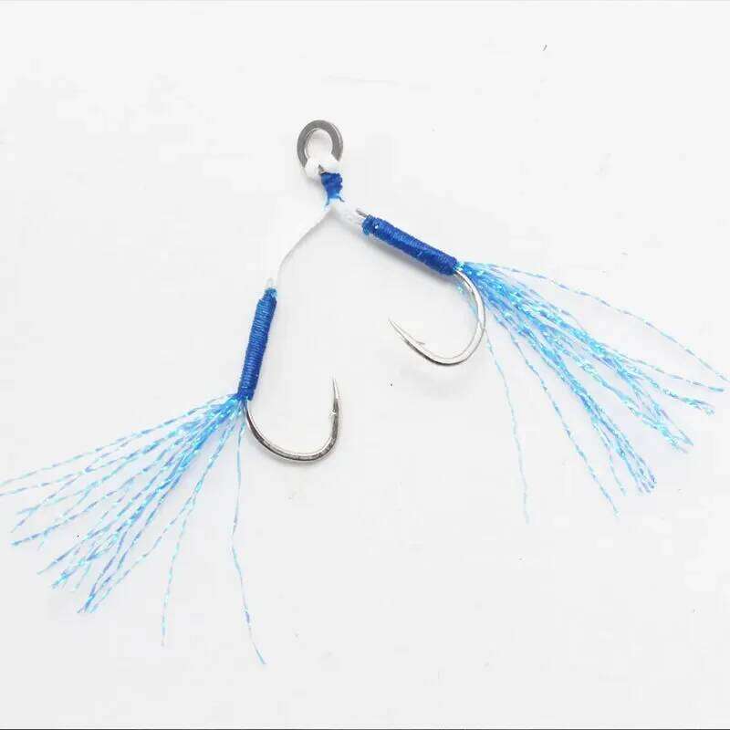 5pcs Jig Head Iron Plate Double Blue Bright Wire Sea Lure Hook Fishing Gear Accessories Z260228