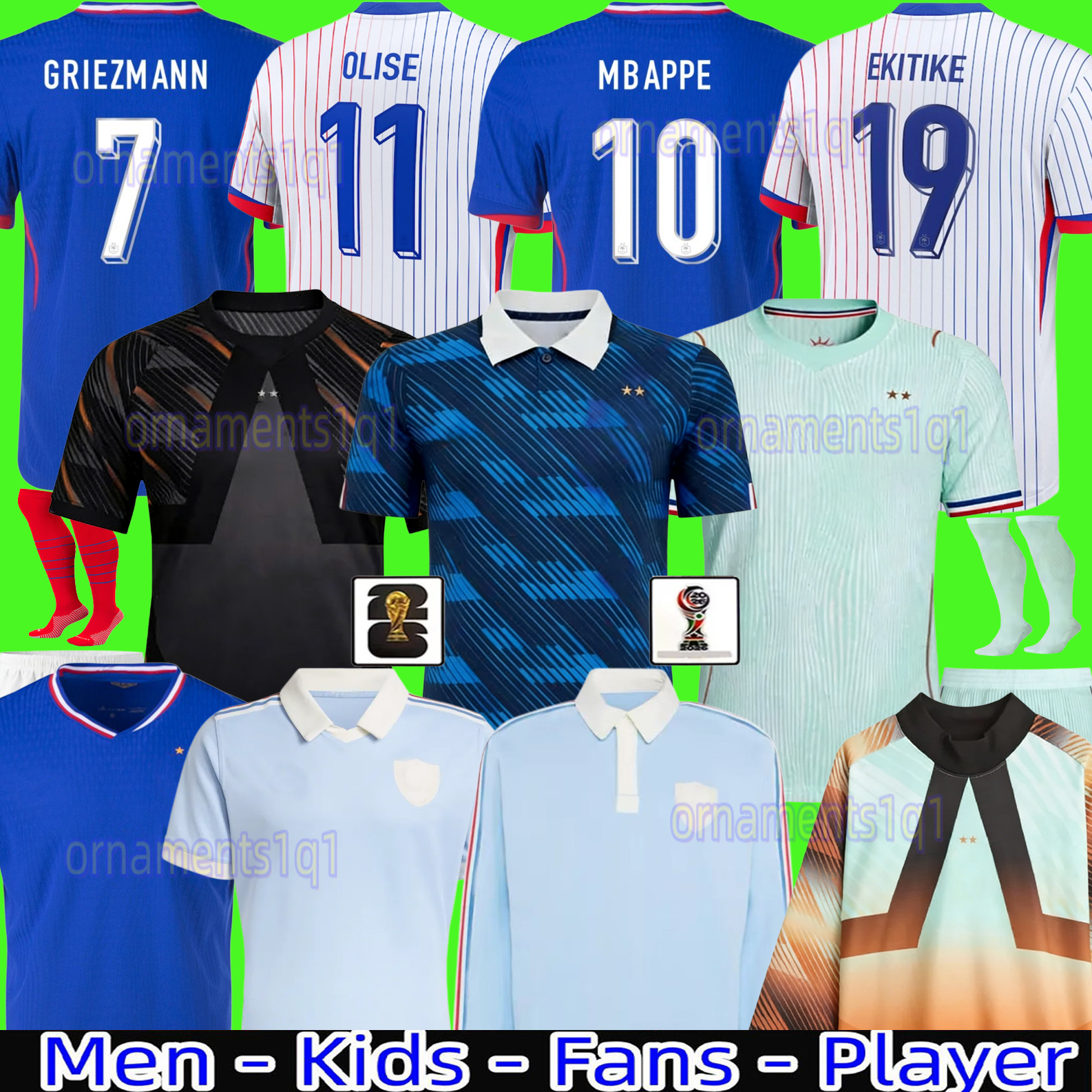 24 25 26 Club Full Sets French Jersey Soccer Jerseys 2025 2026 GIROUD MBAPPE GRIEZMANN SALIBA Maillot De Foot Equipe Maillots Kids Kit Women Men Football Shirt