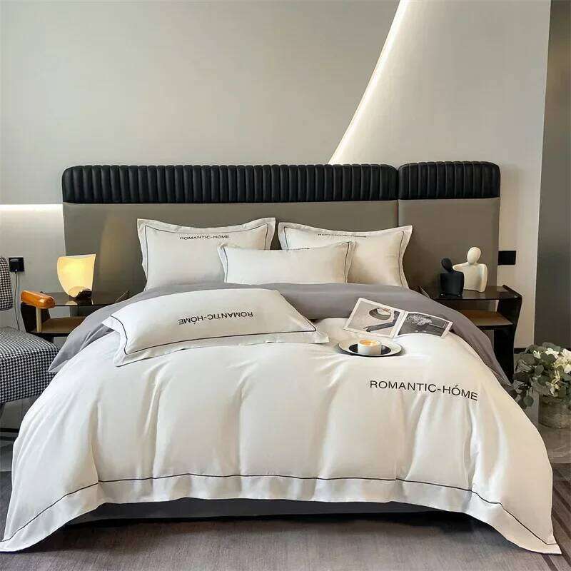 Pure long staple bedding set of four, all cotton matte bed sheet and duvet cover W260302