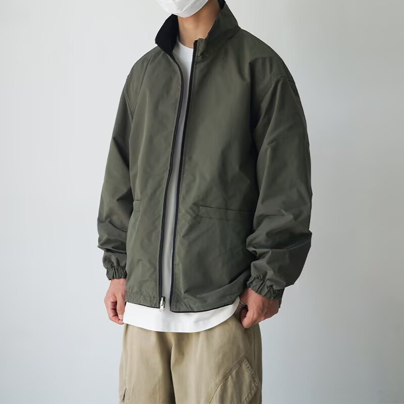 Americn Retro Stndup Collr Reversible Work Jcket Designer Jacket Loose Nd Csul Verstile Colorblocking Jpnese Style Men's Trendy Cot