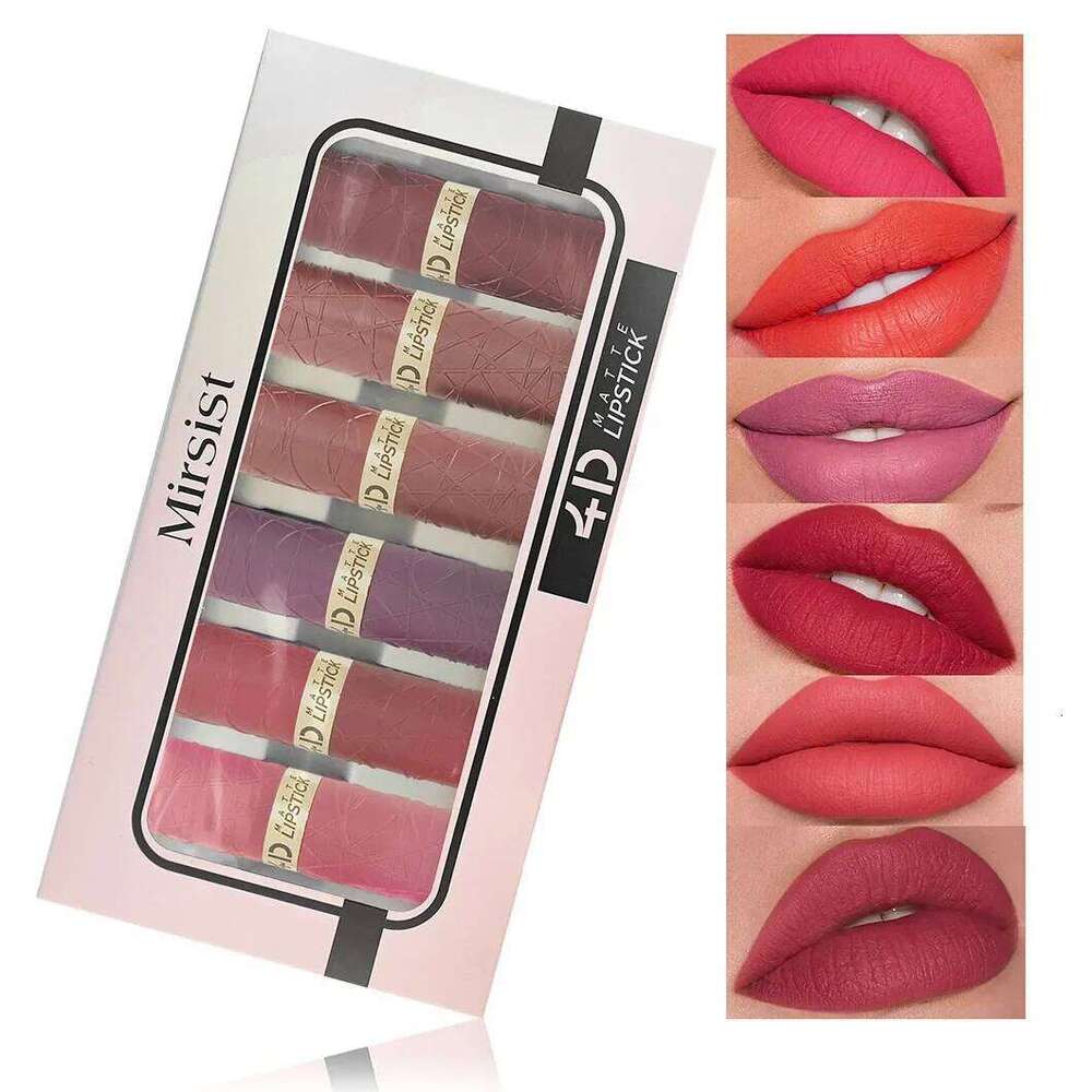 6Pcs Velvet Matte Lipstick Set Sexy Women's Tint Long-Lasting Waterproof Non-Stick Moisturizing Lip Cosmetics Makeup H260302