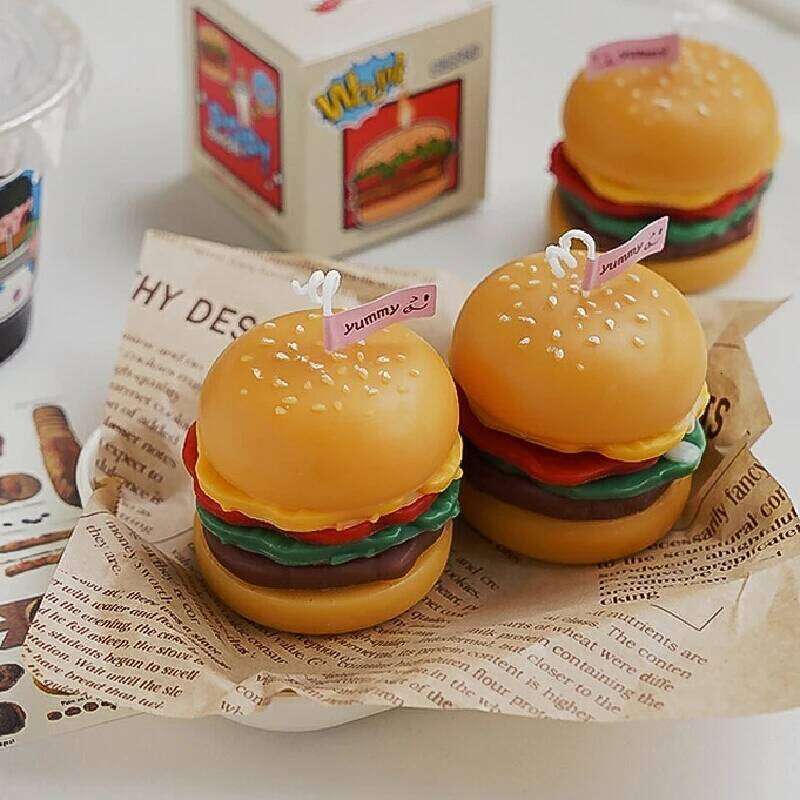 Creative Beautiful Hamburger Scented Handmade Aromatic Decoration Ornament, Simulation Food Candle, Birthday and Christmas Gift W260303