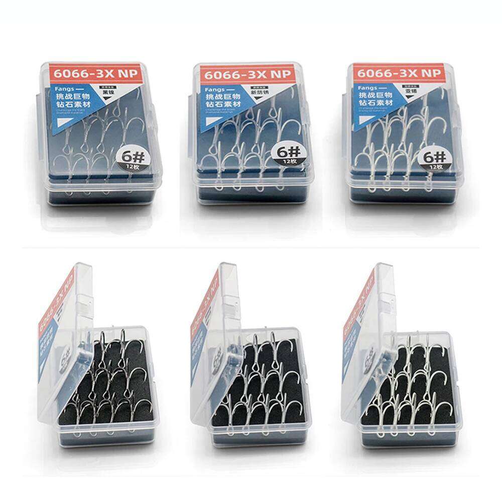 6066 3X Sea Fishing Treble Hook Anti-Rust Coating #12#4 Super Strong Sharp Triple Anchor Hooks For Seawater Lure Accessories Z260228