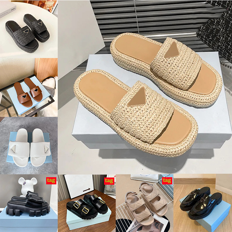 Free Shipping Designer Sandals women Platform Slides leather slippers Monolith Roman Foam Rubber sliders womens Shoes luxury Summer Buckle Beach Sandal 35-42