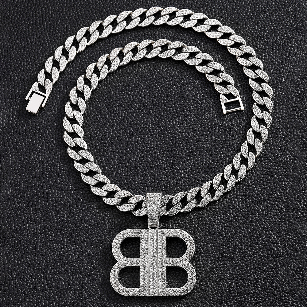 Classic Best-Selling Bajia B Letter Retro Necklace for Women High Version Alloy Full Diamond Material Direct from Manufacturer
