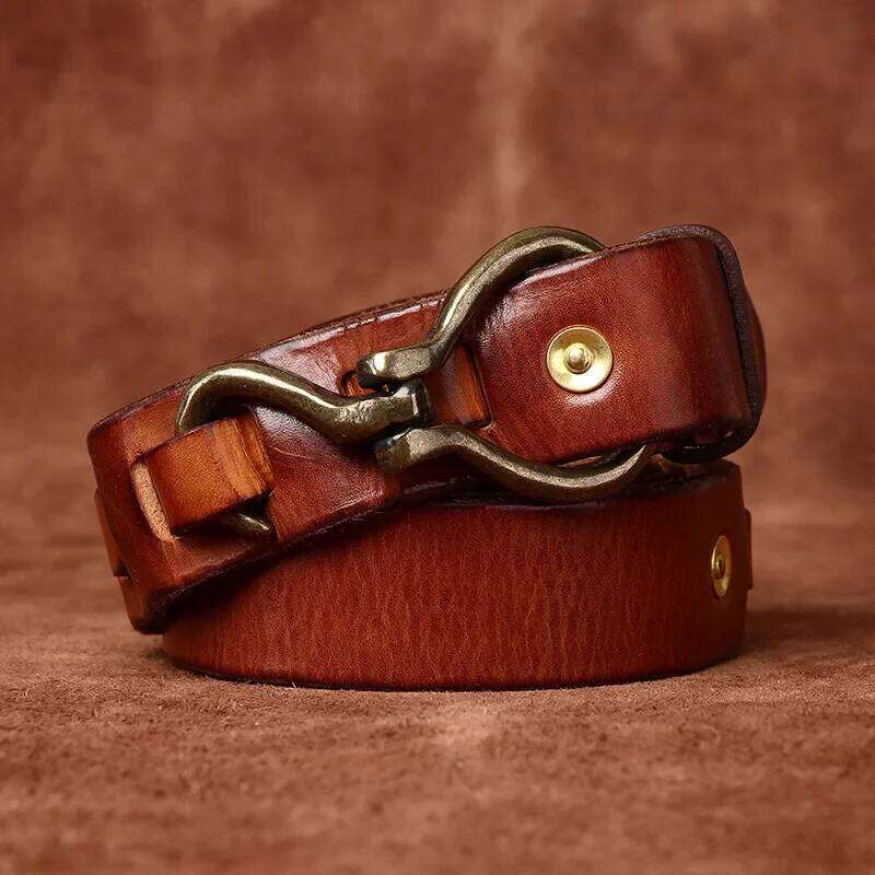 Men's Full Grain Belts for Men Cowhide Male Belt Genuine Leather Copper Hook Buckle Luxury Brand Designer Waist Strap S260228