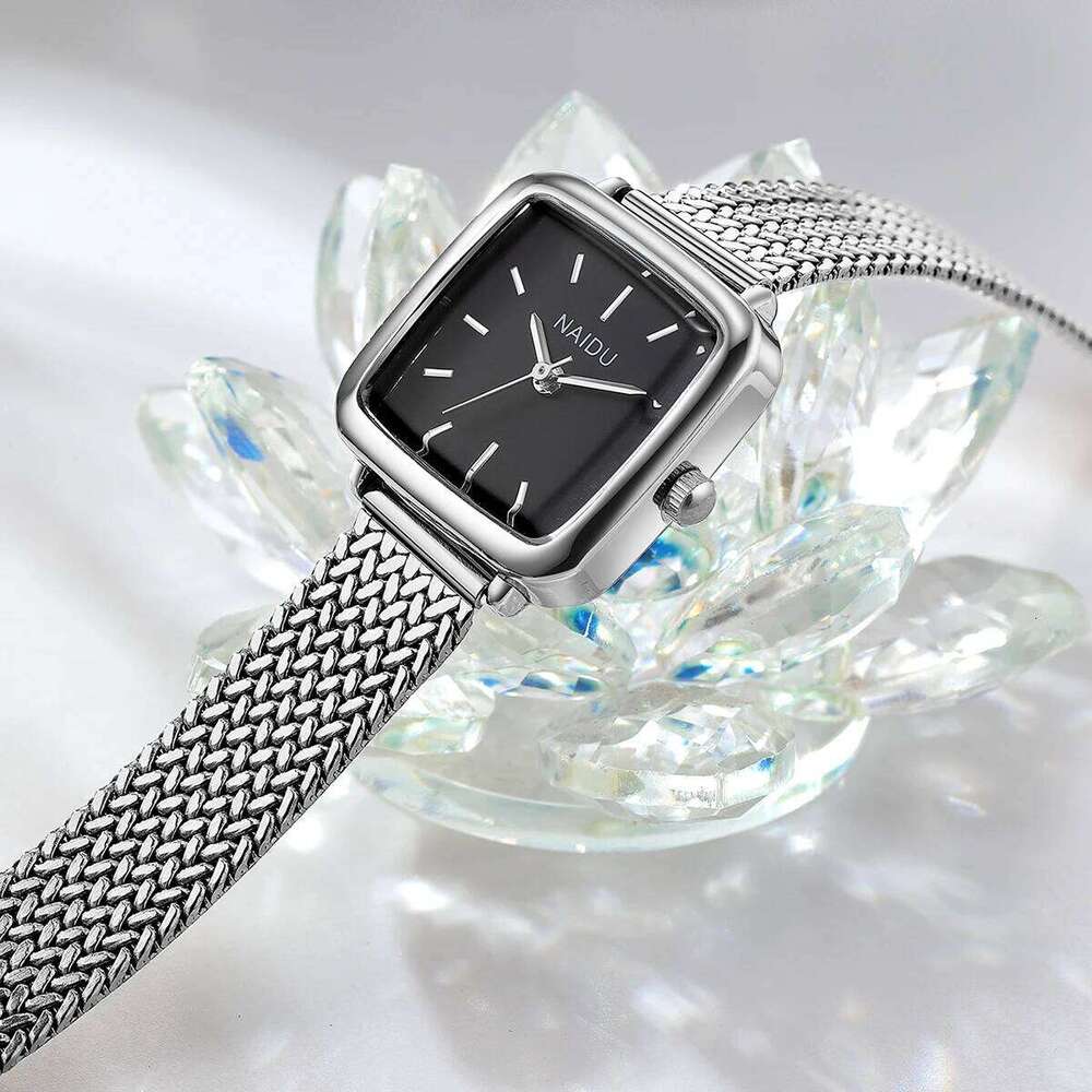 Women's Small Square with Stainless Steel Strap, Artistic, Fashionable, Retro Quartz Watch XJ260303