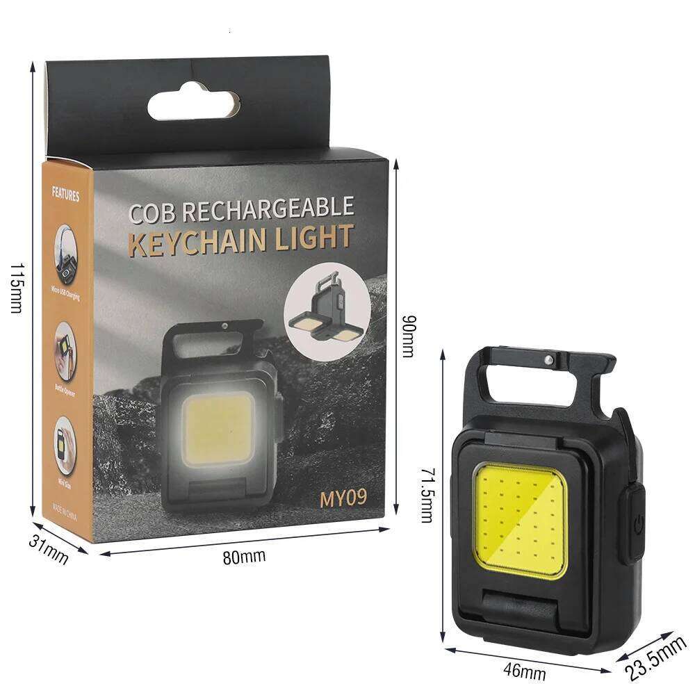 Multifunctional Mini Keychain LED Flashlight Type-C Rechargeable Work Light with Magnet Outdoor Camping Pocket Lamp Corkscrew S260302