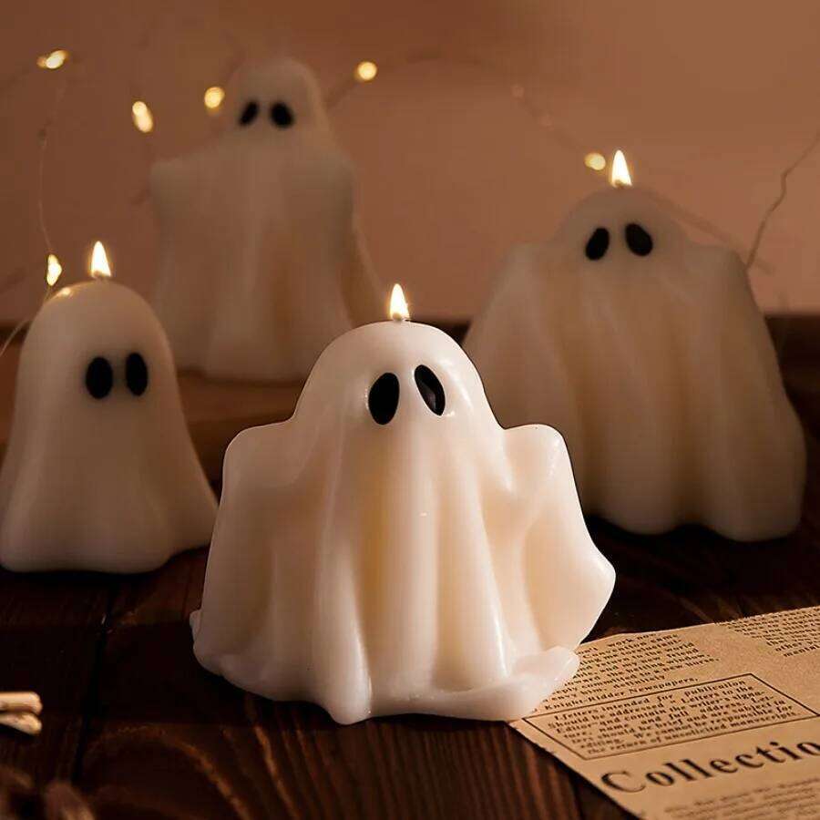 1pc Scented Candle, White Spooky Ghost Shaped Candles with Long Lasting Fragrance for Halloween Party Decorations W260303