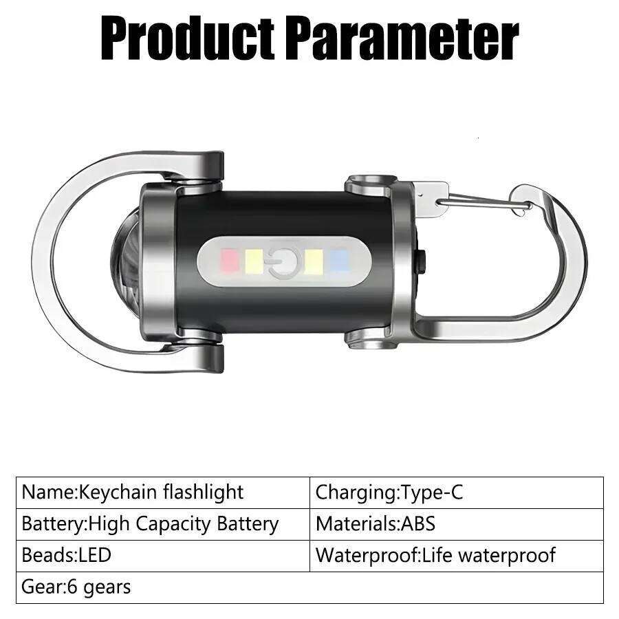 1/2Pcs Rechargeable Flashlight Multifunction COB Work 6 Modes Emergency Keychain Light for Walking Search Hiking S260302