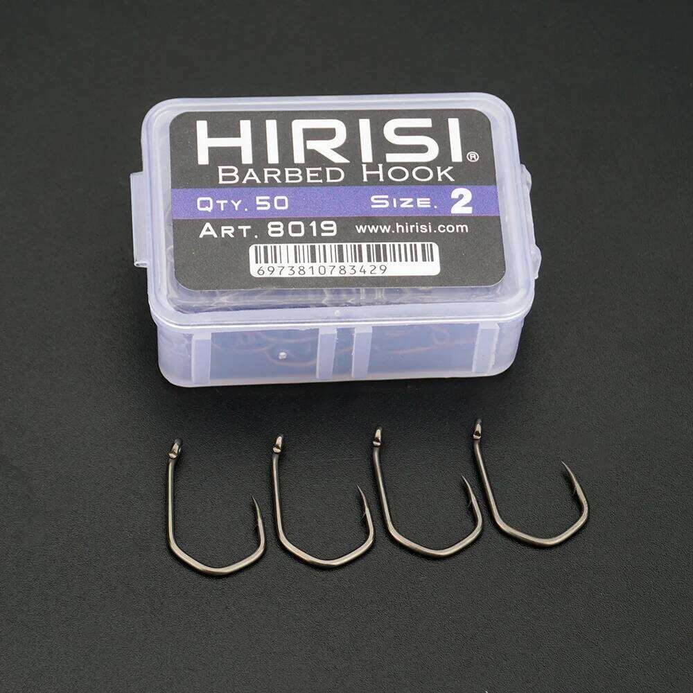 Hirisi 50Pcs Carp Fishing Barbed Pinpoint Claw Hooks PTFE Coated High Carbon Steel 8019 Z260228