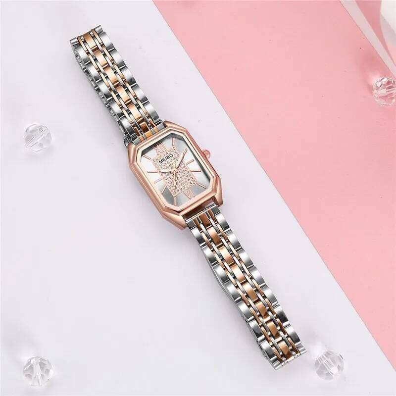 1/2PCS Fashion Watches Luxury Alloy Band Rectangle Quartz Watch for Women Clock Gift Reloj MujerWithout Box XJ260303