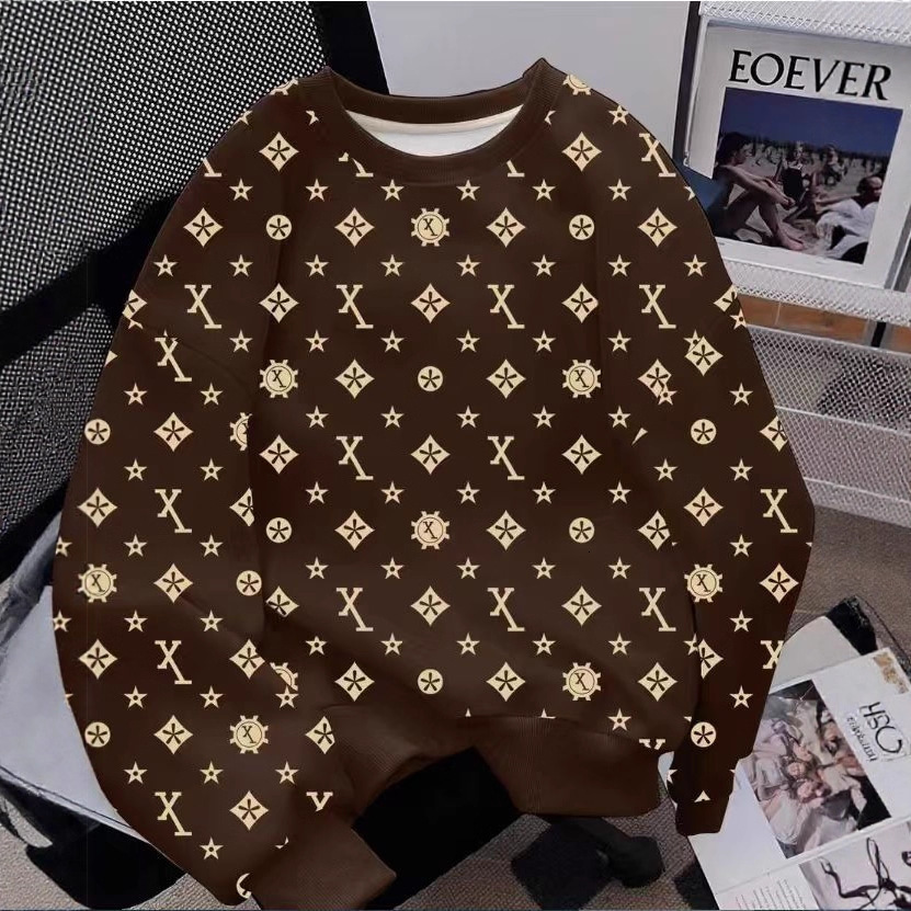 2026 Luxury Brand Designer Clothing American Retro 3D Printed Colorful Crew Neck Sweatshirt For Women Letter Pattern Loose Pullover Top
