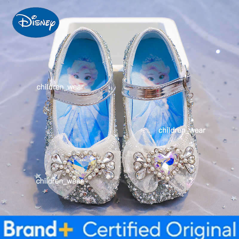 Disney Frozen Princess Elsa Cartoon Soft Sole Sandals Baby Girl Princess Shoes Crystal Shoes Children Flat Girl Leather Shoes H2603031