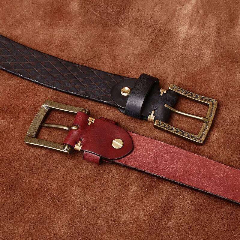 3.8CM Thickened Italian Pure Cowhide High Quality Genuine Leather Belts for Men Carving Strap Male Brass Buckle Jeans Cowboy S260228 c90 272