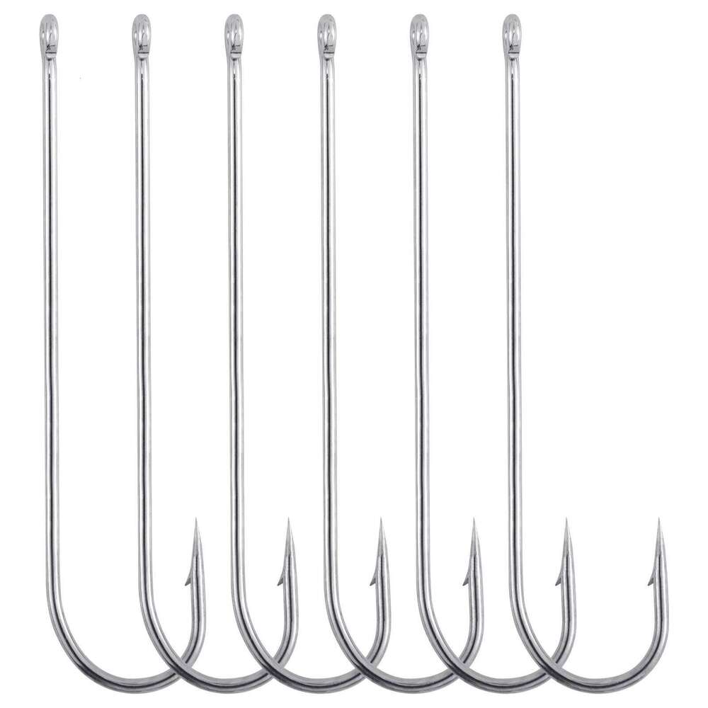 #1-#3/0 Fishing Aberdeen Extra Long Shank Offset Live Bait Hook for Freshwater Saltwater Bass Trout Walleye Panfish Z260228