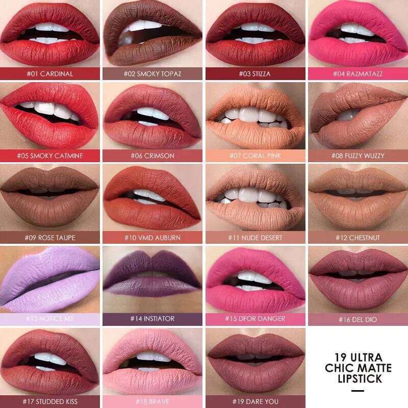 Focallure Lipstick 19 Colors Waterproof Matte Lipsticks Soft Texture Stick Cosmetic Sext Red Nude Lip Makeup Batom H260302