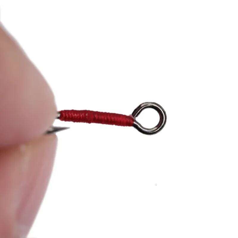 OUTKIT 10pcs Carbon Steel Double Micro-Big Eye Single Spoon Lure with Pipe Hook Handle for Small Fish Z260228