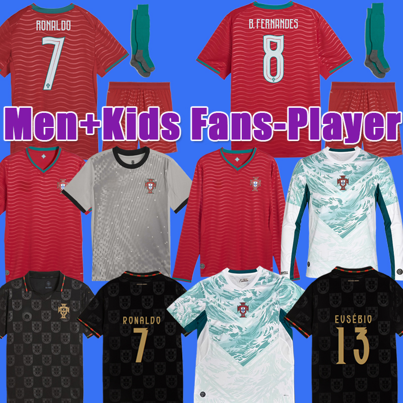 EUSEBI0 Edicao Special Portugal jersey 2026 Black Panther Kits DIOGO J soccer jerseys RUBEN ronaldo Long sleeves football shirts Men Kids kit sets