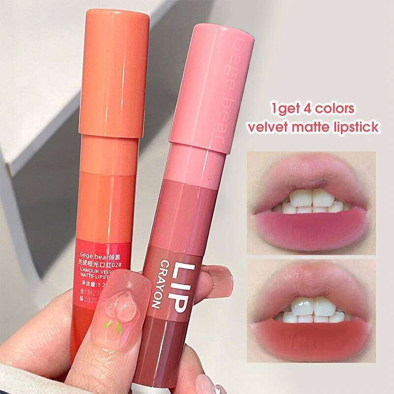 4-Color Matte Velvet Mist Lipstick,1Pc Waterproof Non-Stick Cup Long-Lasting Wear Lipstick For Women H260302