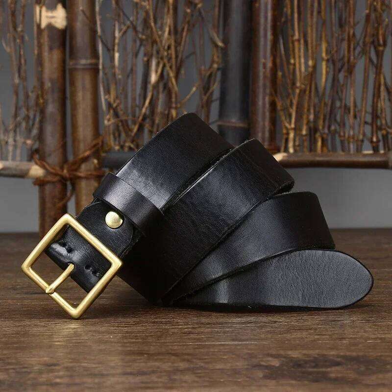 3.3CM Pure Cowhide Genuine Leather for Men's Women High Quality Jeans Brass Buckle Belts Cowboy Fashion Designer Matching Belt S260228 508 17b