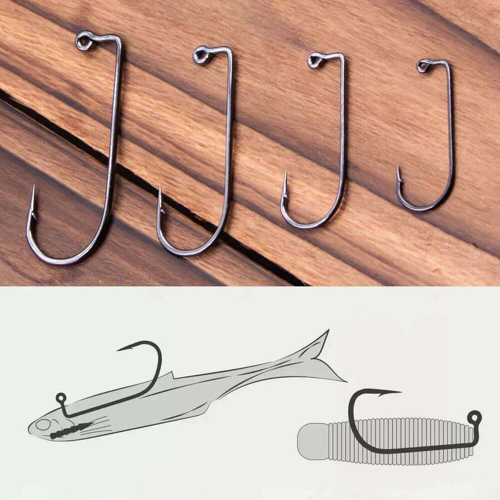 FishTrip Fishing 50pcs 90 Degree Jig High Carbon Steel Long Shank Soft Plastic Mold Aberdeen Hook Saltwater Z260228