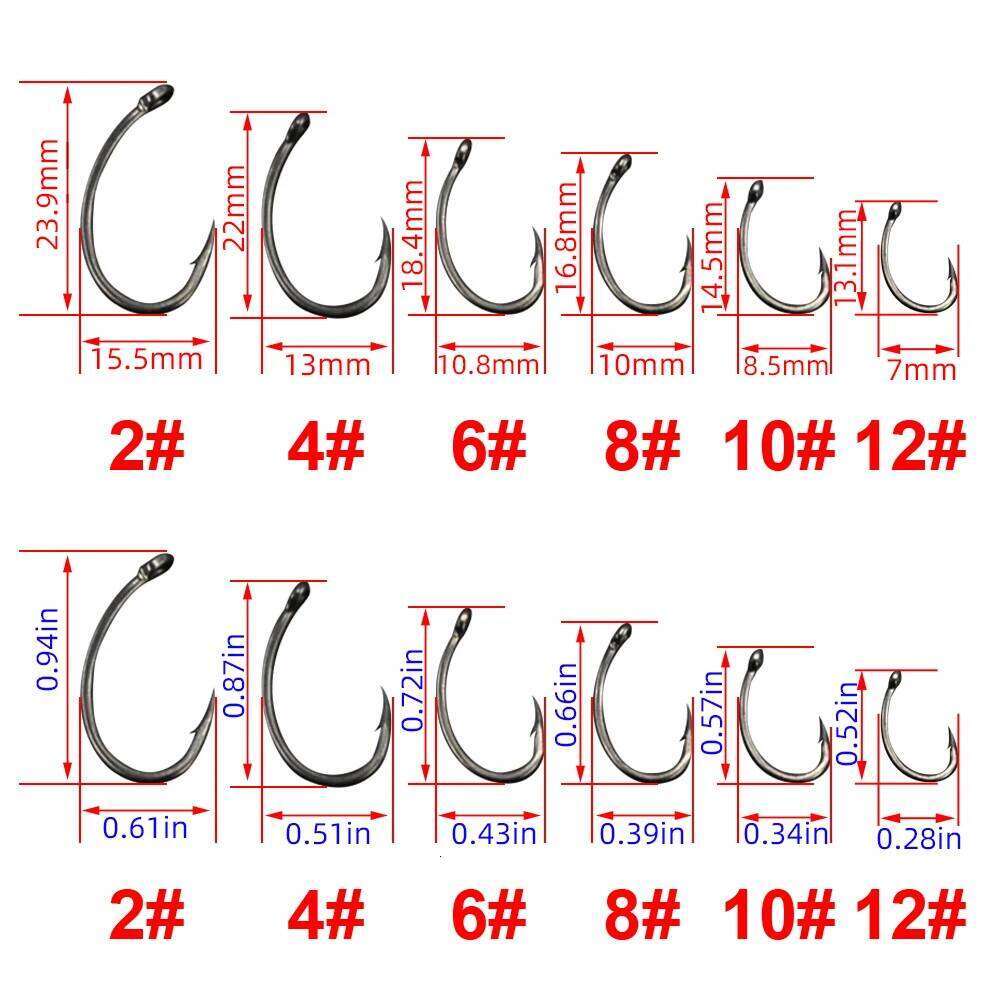 Hirisi 100pcs Coating High Carbon Barbed hooks Stainless Steel Carp Fishing Hooks Pack with Box 8011 Z260228