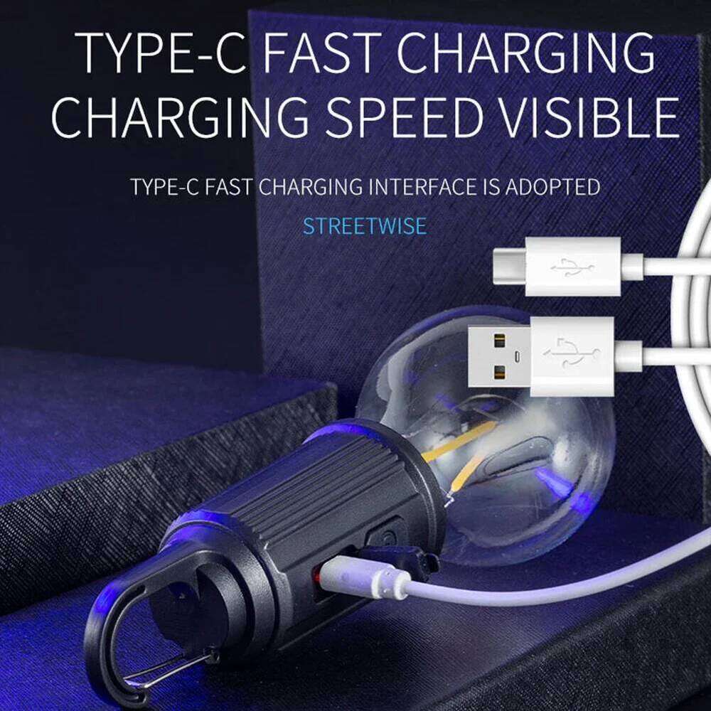 LED Lamp with Portable Camping 600mAh Mini Hook Emergency Light Type C Charging Waterproof for Hiking Fishing S260302