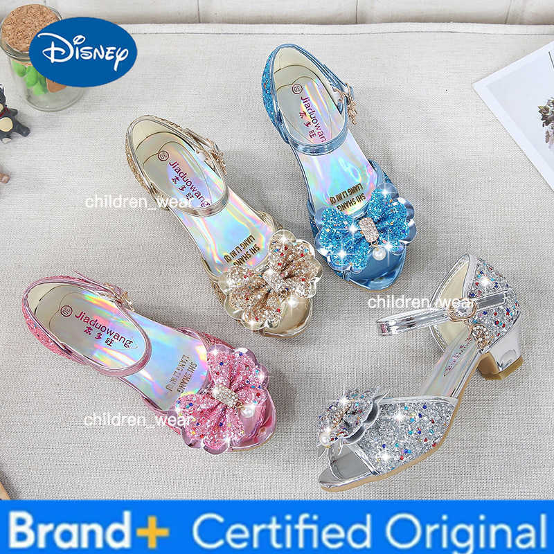 Disney Girls High Heels For Kids Princess Leather Sandals Children Halloween Cosplay Party Wedding Dancing Shoes Fashion Crystal Shoes H260303