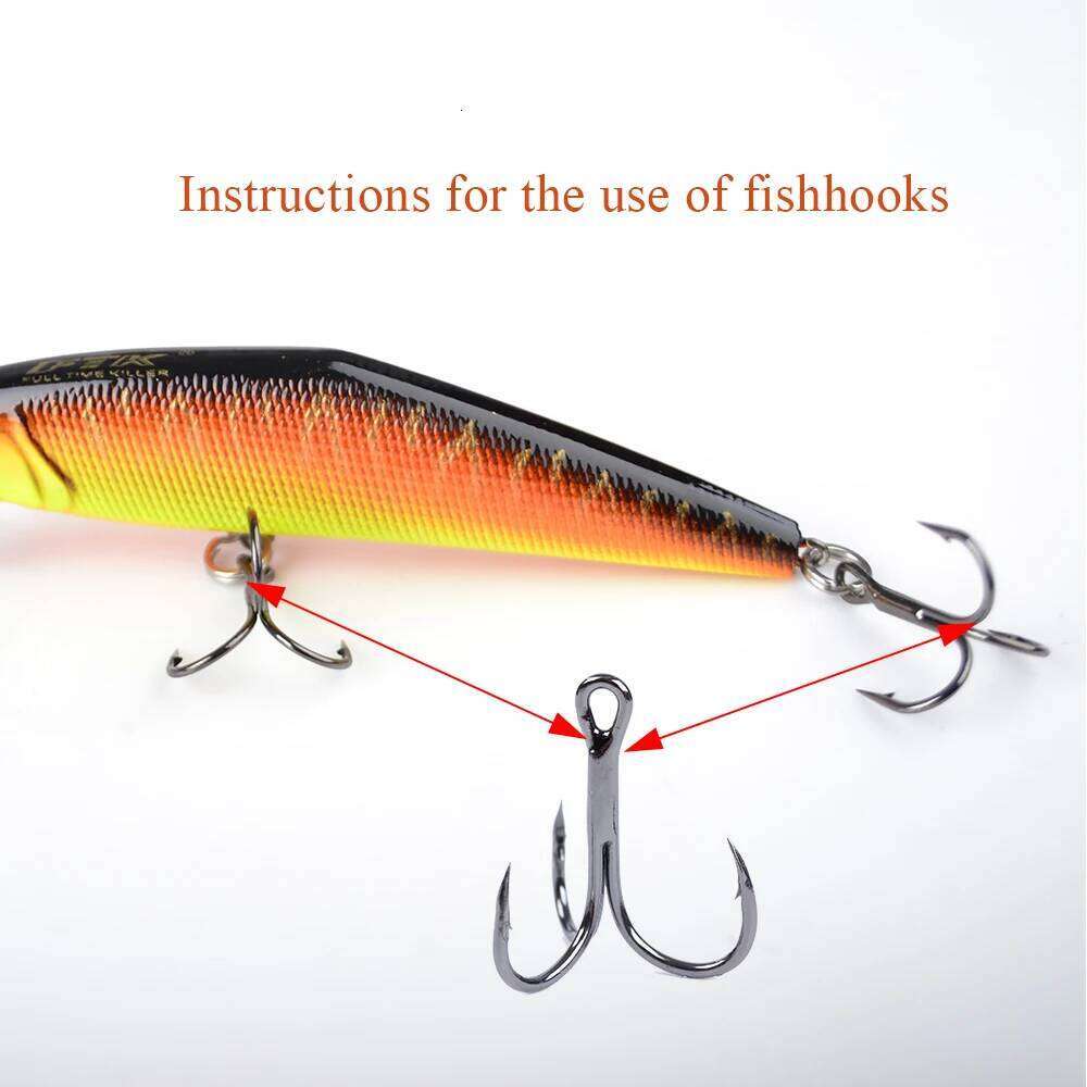 FTK 10-20pcs Hook High Carbon Steel Overturned Treble Hooks Hard Bait Fishing Tackle Round Bend For Pike Bass Z260228