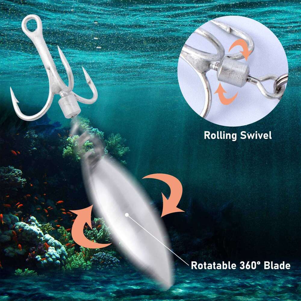 3/5pcs Bladed Treble with Willow Colorado Replacement Fishing Hook Spinner Blade Bass Pike Walleye Trout Saltwater Z260228