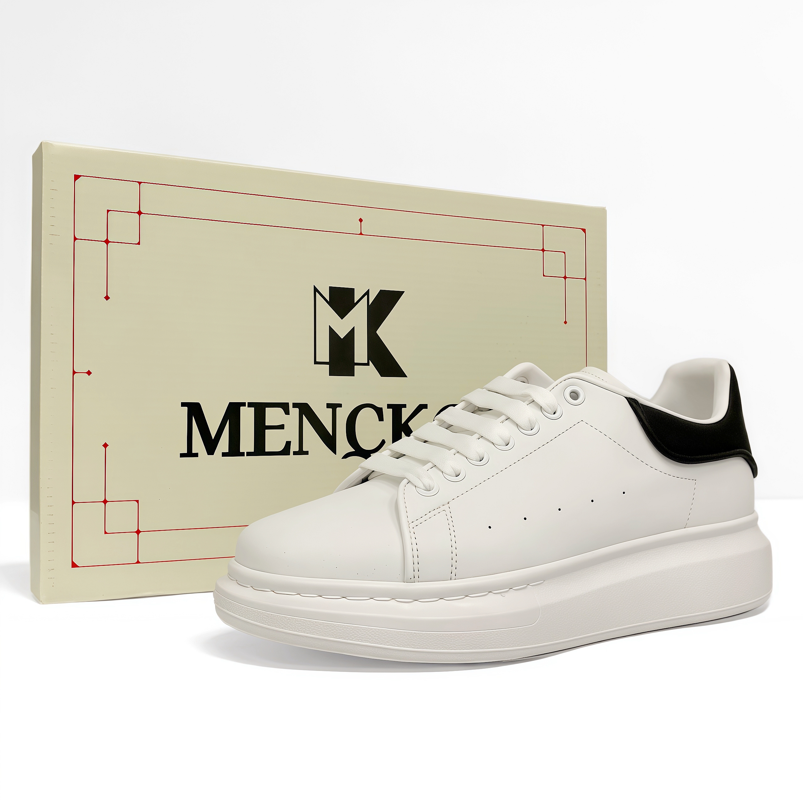 MENCKOR Spring and Summer New Low-top Thick-soled Height-increasing Casual Sports White Shoes for Men and Women, Daily Commuting for Students